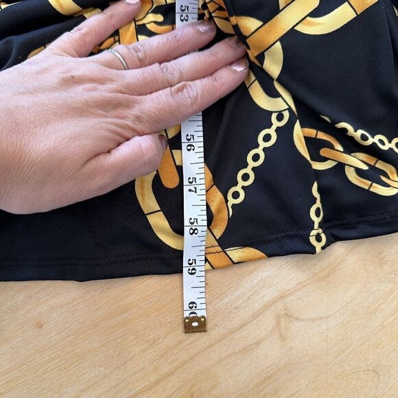 NEW Ashley Stewart Womens Black Gold Long Sleeve Chain Maxi Dress w/Slit 18/20 - Picture 13 of 13